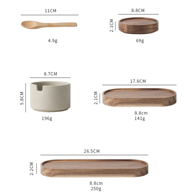 Earth & Wood Spirit: Japanisch inspiriertes Keramik-Gewürzset mit Bambus-Details