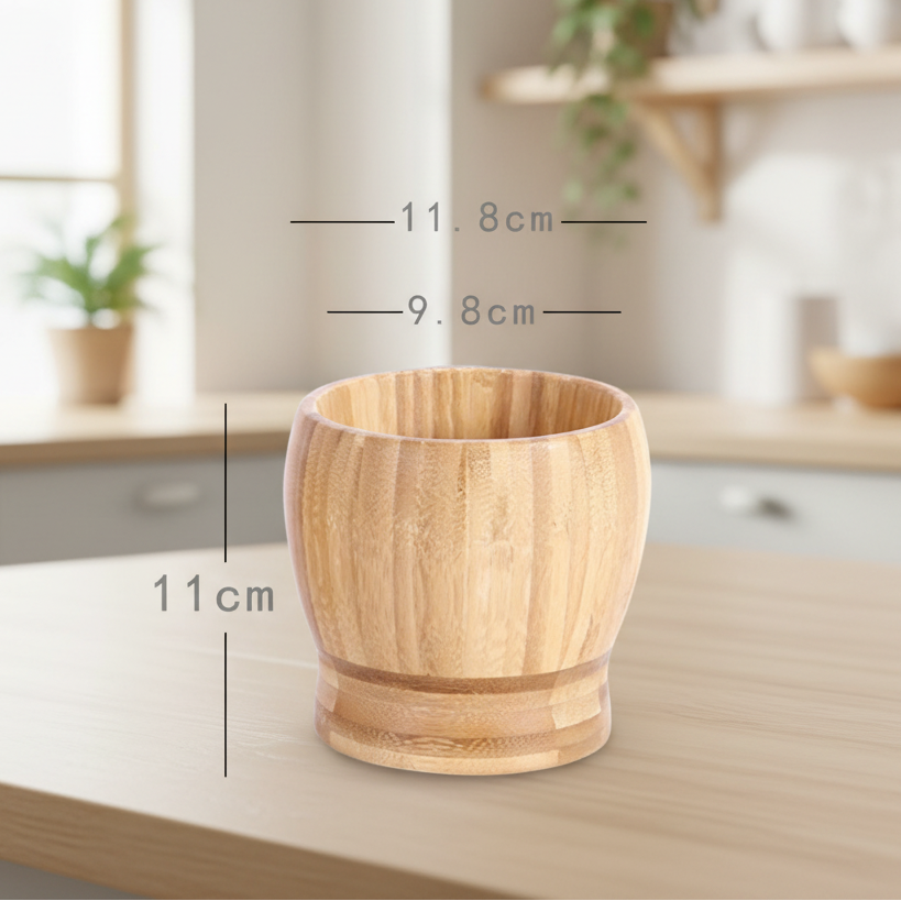 „Bamboo Grind“ – Rustikaler Bambus-Mörser mit Stößel