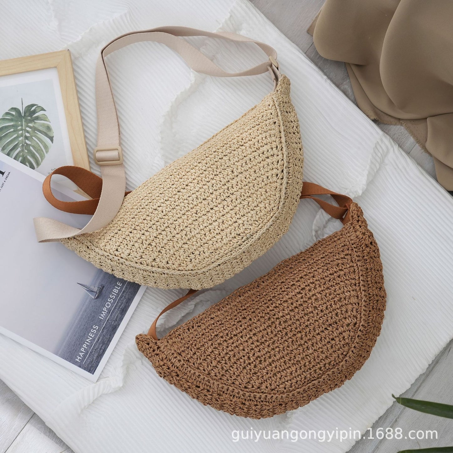 Handgewebte Dumpling-Bag – Sommerliche Crossbody-Tasche für Alltag & Strand