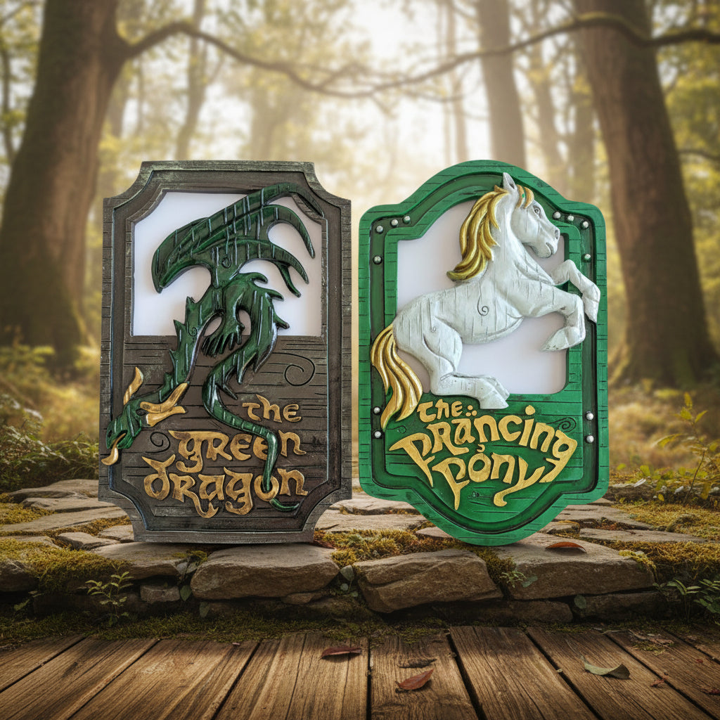 Fantasy Wandrelief "Mittelerde Spirit" – Drache & Pony Dekoration für Herr der Ringe Fans