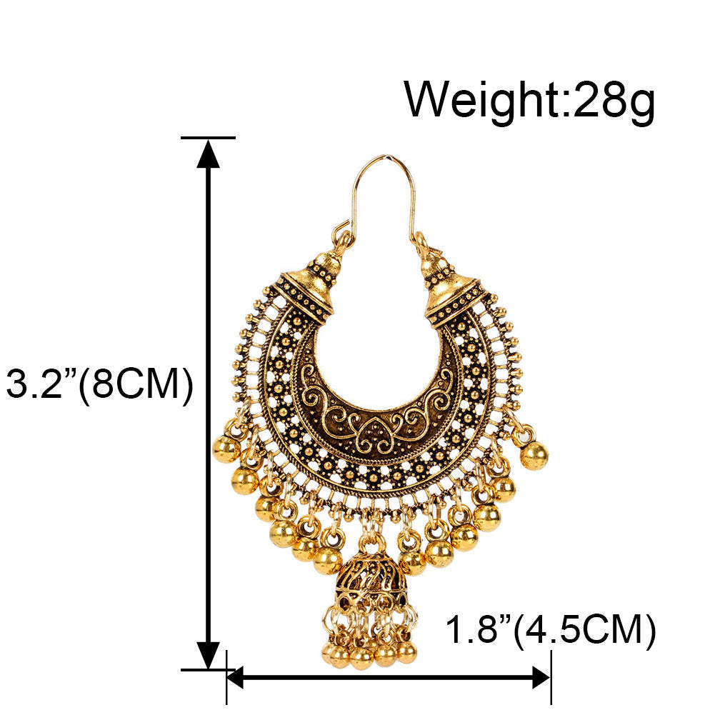 Golden Bell: Massive Boho-Ohrringe mit Glöckchen-Tassels