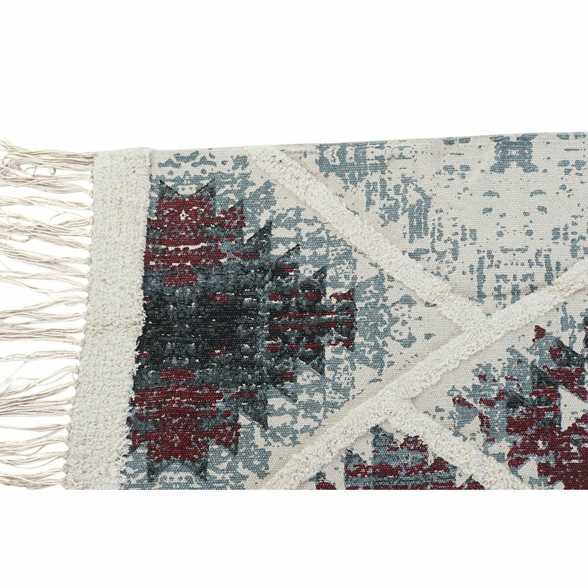 Boho-Vibes für dein Zuhause: DKD Home Decor Teppich Weiß & Rot mit Quasten (120 x 180 cm)