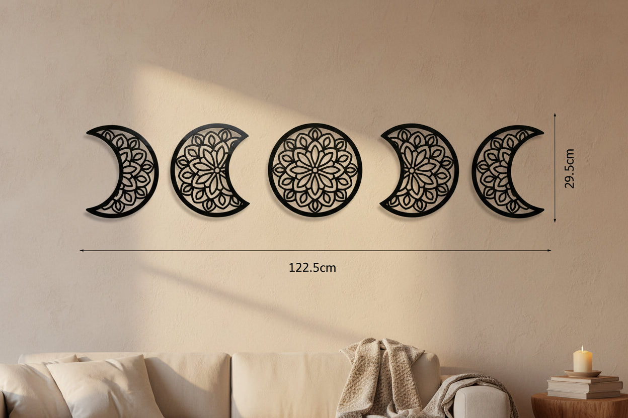 3D Mondphasen Spiegel-Wandsticker Set – Boho Wanddeko aus Acryl für Schlafzimmer & Wohnbereich