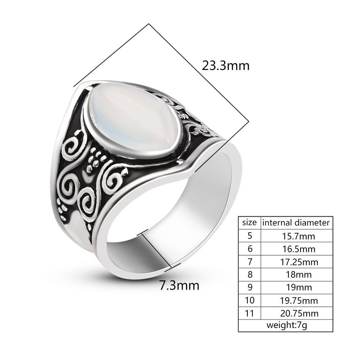 Lunar Glow – Vintage Statement-Ring mit Halbedelstein