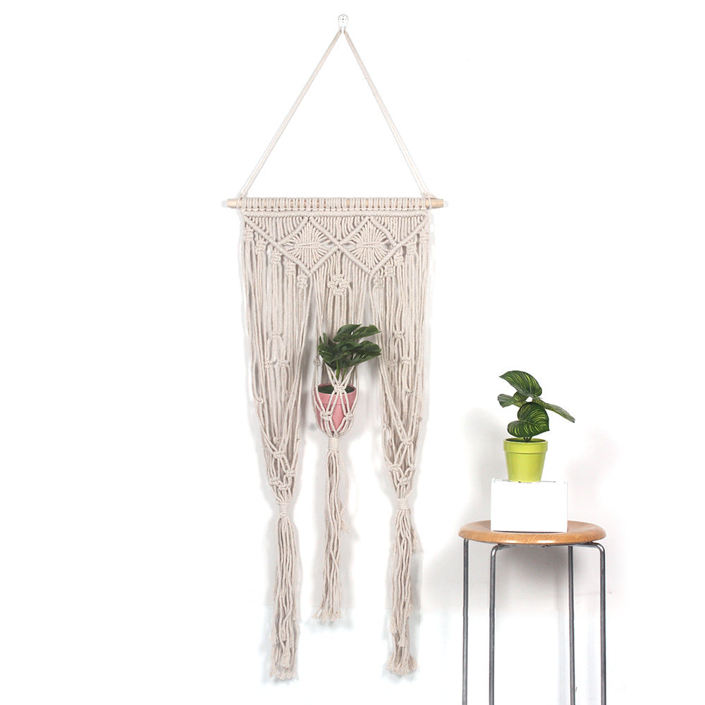 Boho Bloom: Handgeknüpfter Makramee-Pflanzenhalter mit integrierter Blumenampel