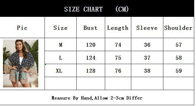 Aurora Breeze: Leichter Baumwoll-Kimono mit Ethno-Print & Dreiviertel-Ärmel