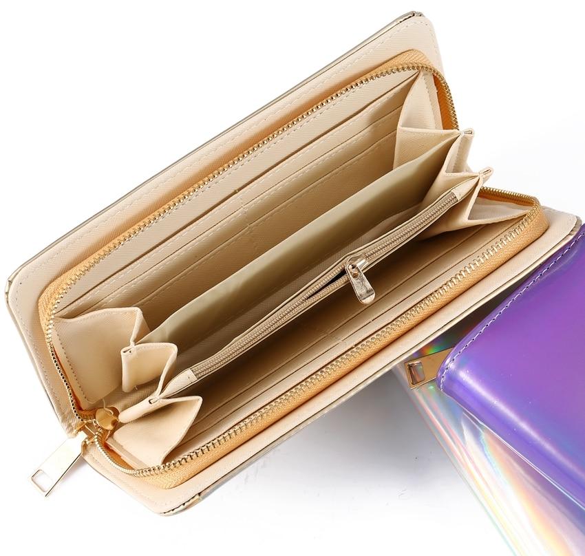 Holografische Boho-Clutch – Schimmerndes Lang-Portemonnaie mit Regenbogen-Effekt
