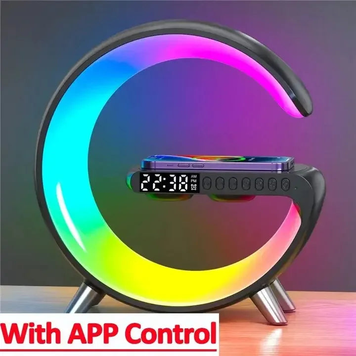 Original Big G 15W Wireless Charger Stand mit LED RGB Licht, Lautsprecher & APP Steuerung – Schnelles Laden für iPhone und Samsung