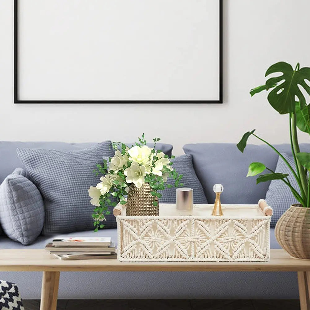 Handgefertigter Makramee-Aufbewahrungskorb im Boho-Stil – Praktischer Korb mit Griff für Badezimmer, Schlafzimmer & mehr