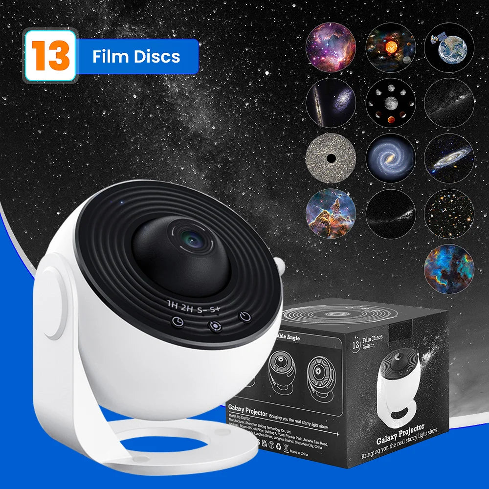 13-in-1 Planetarium Star Projector – 360° Rotierender Galaxy Projektor mit HD-Bildern, Mute Design und Timer für Schlafzimmer, Geburtstags- & Weihnachtsdekoration