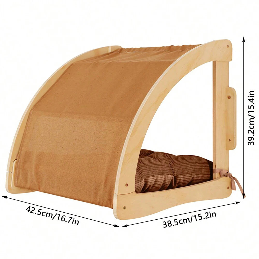 Katzenwandregal mit Kratzstange und Katzenhängematte – Kletterbrücke aus Sisal für Spiel und Entspannung