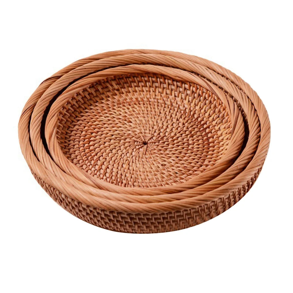 Runder Rattan Obstkorb – Natürlicher Weidenkorb für Obst, Brot & Dekoration im Boho-Stil