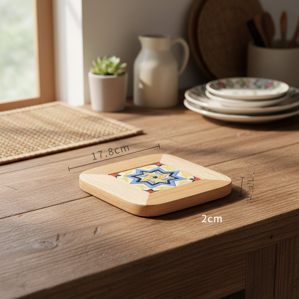 Mediterranean Oak – Vintage Fliesen-Untersetzer