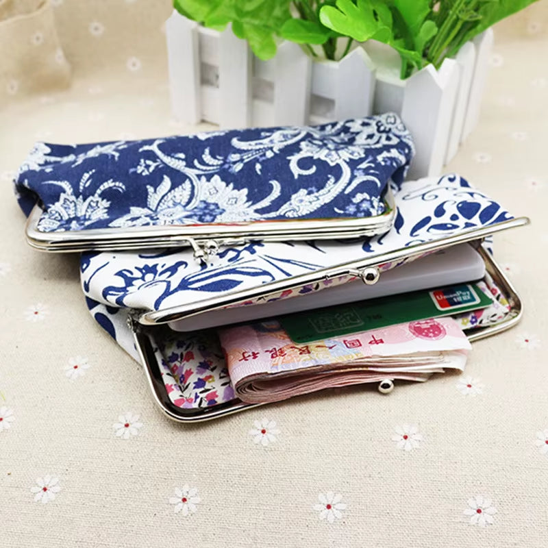 Long Coin Purse Wallet Women Vintage National Wallet Card Holders Hasp Printing Creative Clutch Bag Good Gift Women'S Purses