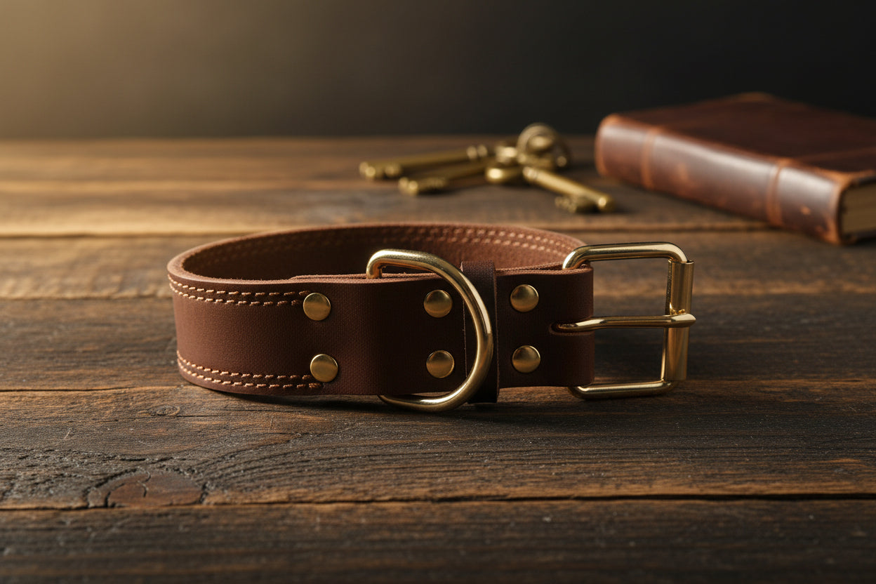Der Waldläufer: Echtes Vintage-Lederhalsband mit Kupfer-Finish