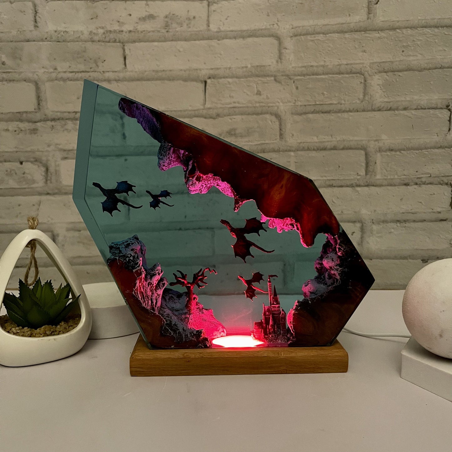3D Drachen-Lampe aus Resin – Epische Feuer- & Eisdrachen Tischleuchte als Fantasy-Deko & Nachtlicht