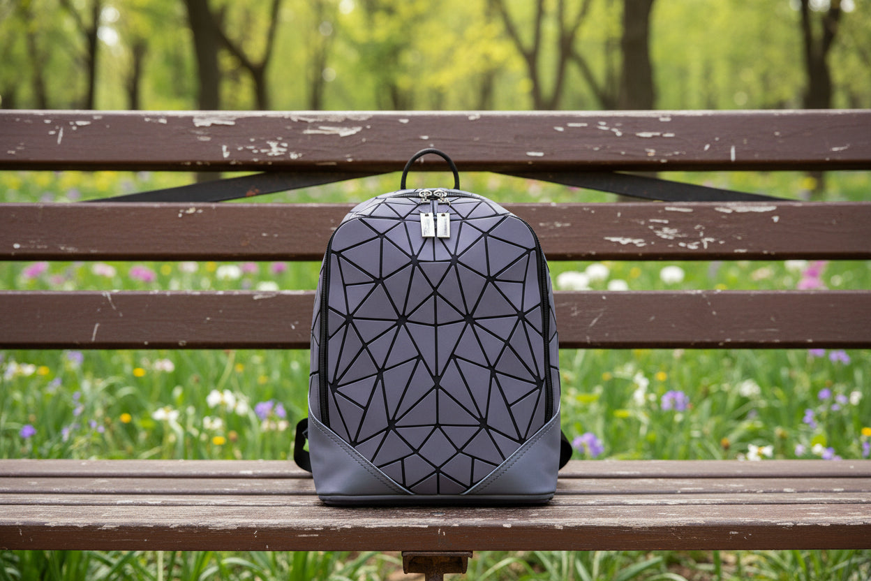 Prism Glow – Geometrischer Rucksack mit Lumineszenz-Effekt