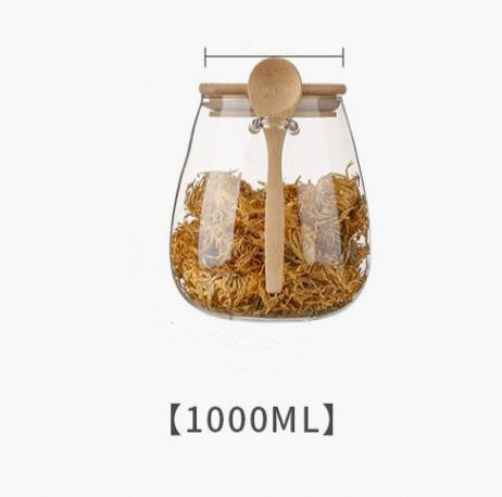 Vorratsglas-Set „Pure Bamboo“ – Stilvolle Glasbehälter mit Holzlöffel