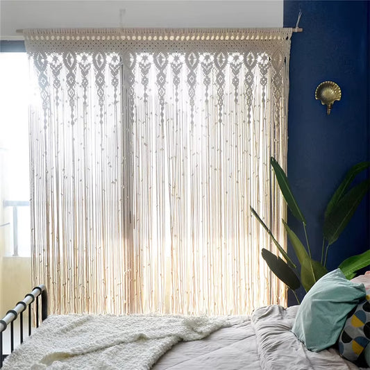 Wall Hanging Curtain Boho Door Window Hanging Curtain Woven Tapestry Wall Decor Home Ornament for Bedroom Living Room