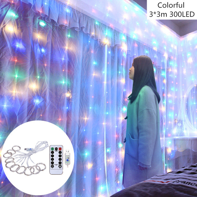 Golden Cascade – 3x3m LED-Vorhang mit Fernbedienung