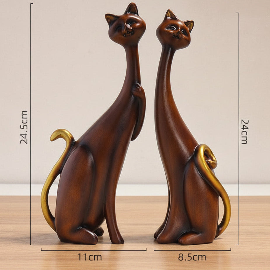Elegantes Katzen-Paar "Oil Painting" – Moderne Kunst-Figuren aus Resin für dein Boho-Wohnzimmer