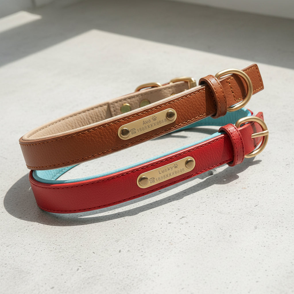 Modern Leather: Zweifarbiges Echtleder-Halsband