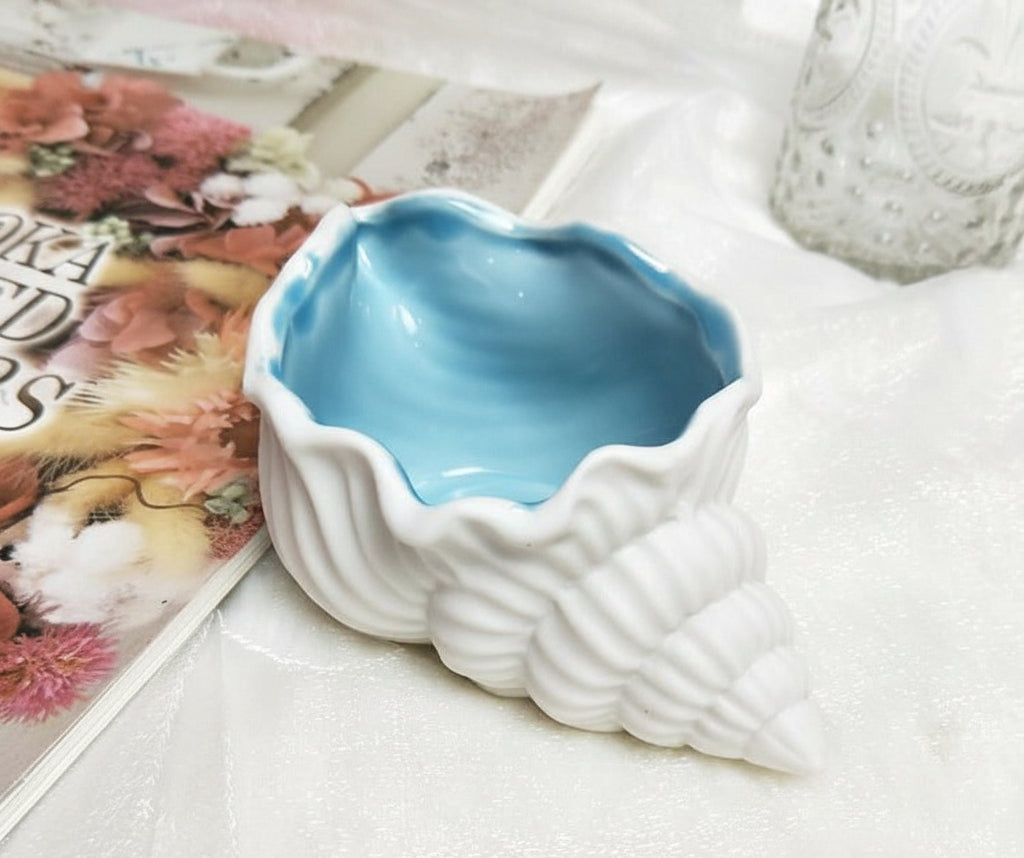 Keramik Blumentopf "Conch" – Maritime Muschel-Vase für Sukkulenten & Boho-Deko