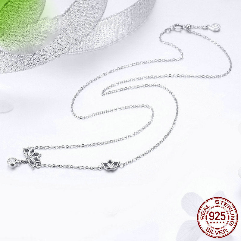Silver Lotus – Zarte Reinheit & Flow Halskette (925er Silber)