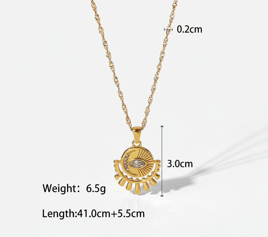 Golden Vision – Mystische Amulett-Halskette (Edelstahl)