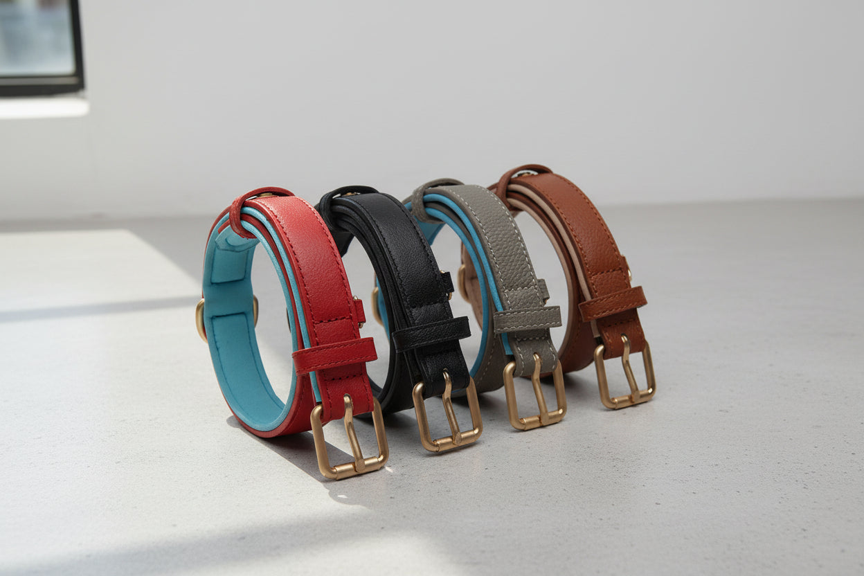 Modern Leather: Zweifarbiges Echtleder-Halsband