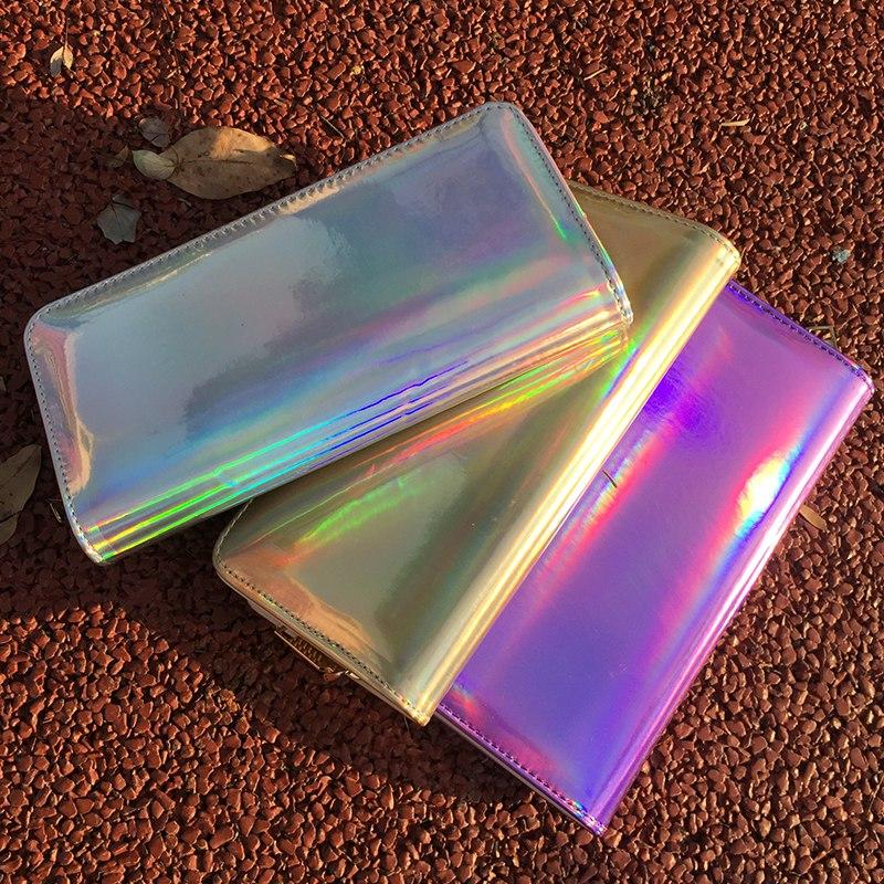 Holografische Boho-Clutch – Schimmerndes Lang-Portemonnaie mit Regenbogen-Effekt