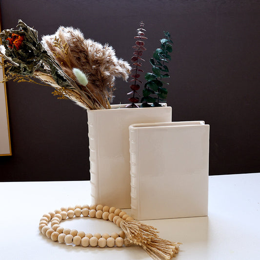 Keramik Vasen-Set im Buch-Design – 2er Set "Book Vase" als Buchstützen-Pflanztopf & literarische Deko