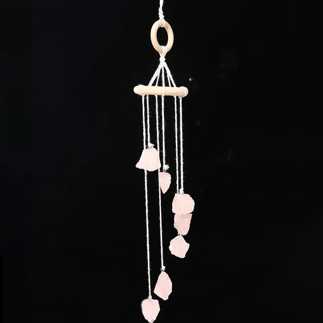 Naturstein-Windspiel "Boho Spirit" – Handgefertigter Chakra-Anhänger mit Rohsteinen für Fenster & Auto