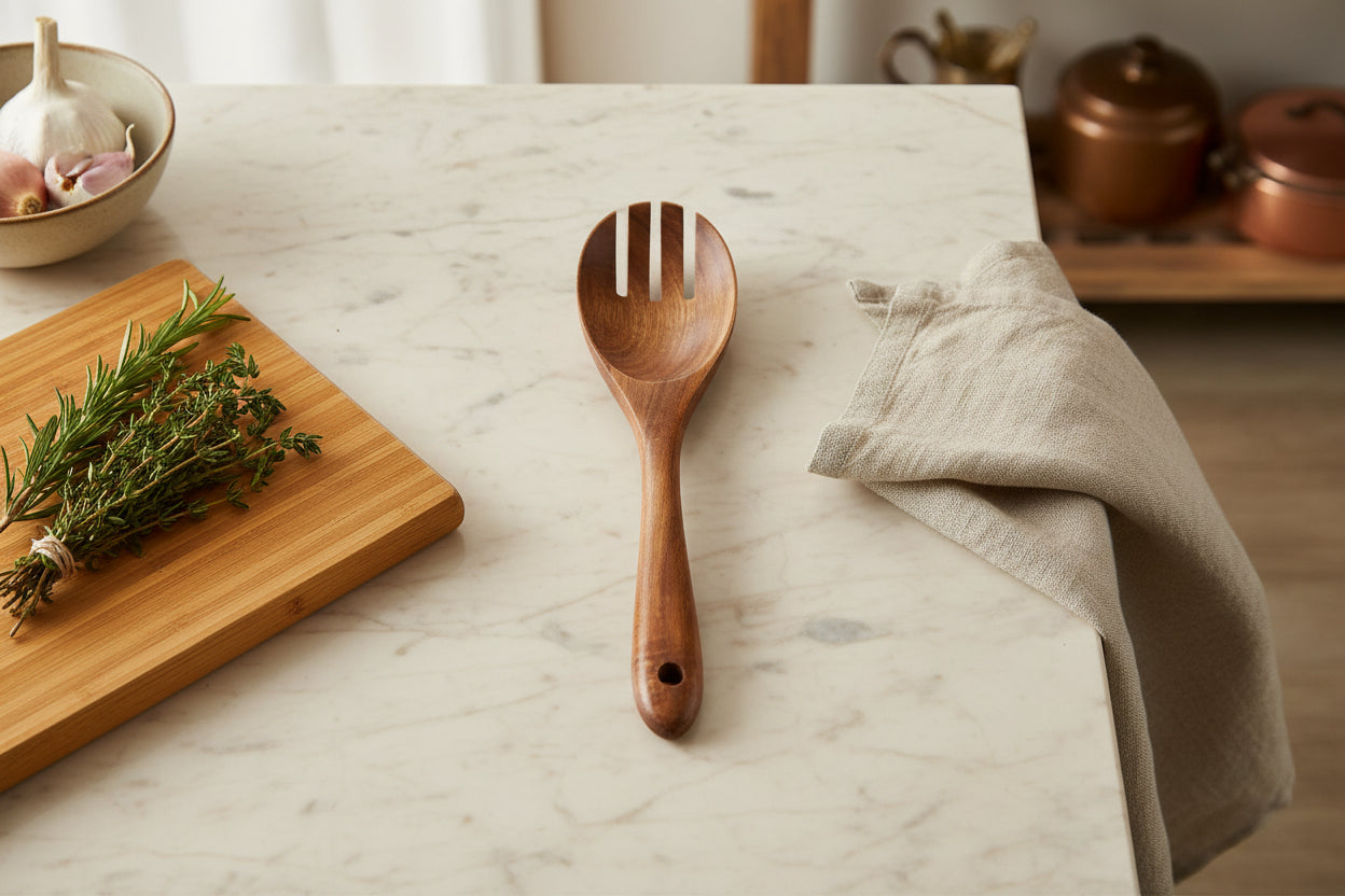 Teakholz Küchenhelfer-Set „Grand Gourmet“ – 9-teiliges Unikat aus Massivholz
