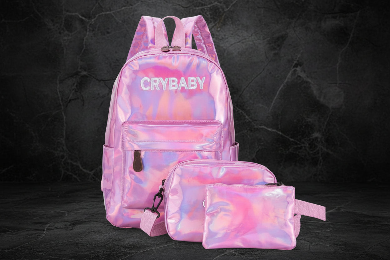 Cosmic Hologram Set – 3-teiliges Rucksack-Bundle mit Laser-Effekt
