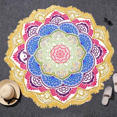 Mandala Sun Wheel: Rundes Boho-Strandtuch & Wandbehang