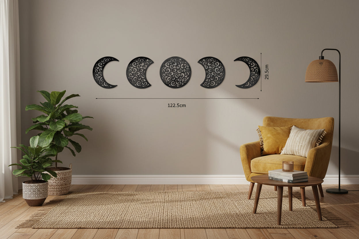 3D Mondphasen Spiegel-Wandsticker Set – Boho Wanddeko aus Acryl für Schlafzimmer & Wohnbereich