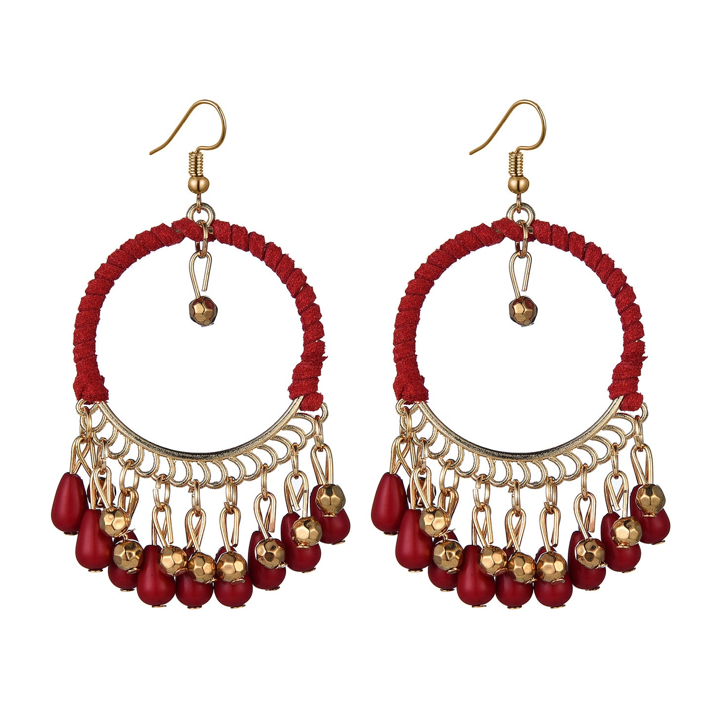 Silk Road: Handgewebte Boho-Creolen mit Tropfen-Tassels