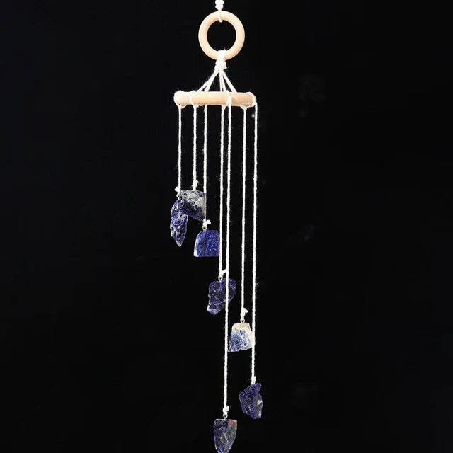 Naturstein-Windspiel "Boho Spirit" – Handgefertigter Chakra-Anhänger mit Rohsteinen für Fenster & Auto
