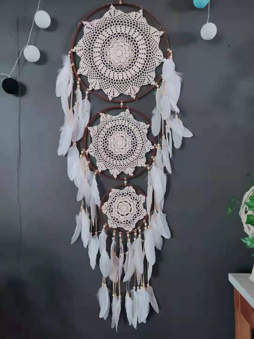 Boho Wanddeko „Lace Rings“ – Minimalistische Eleganz mit natürlichem Flair
