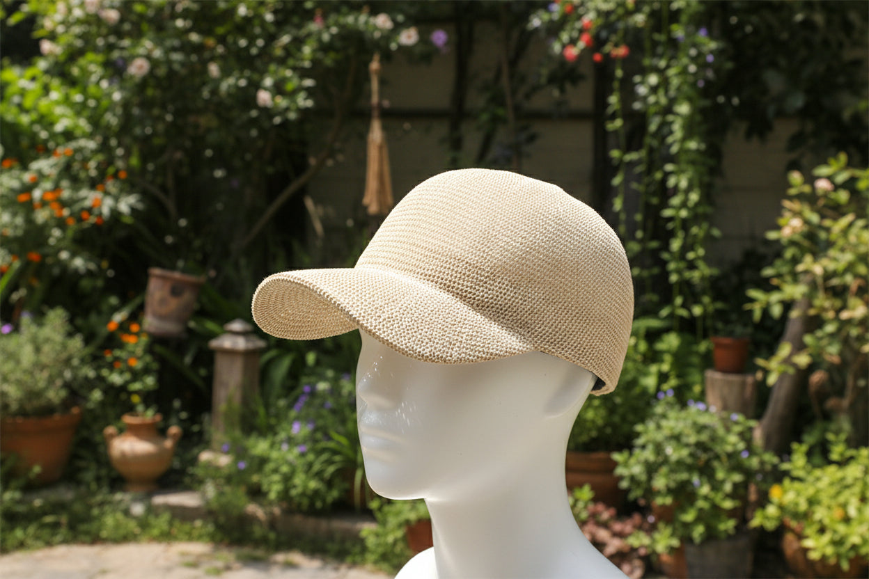 Atmungsaktive Paper-Grass Baseball Cap für Damen – Verstellbarer Stroh-Sonnenschutz & Sommer-Kappe