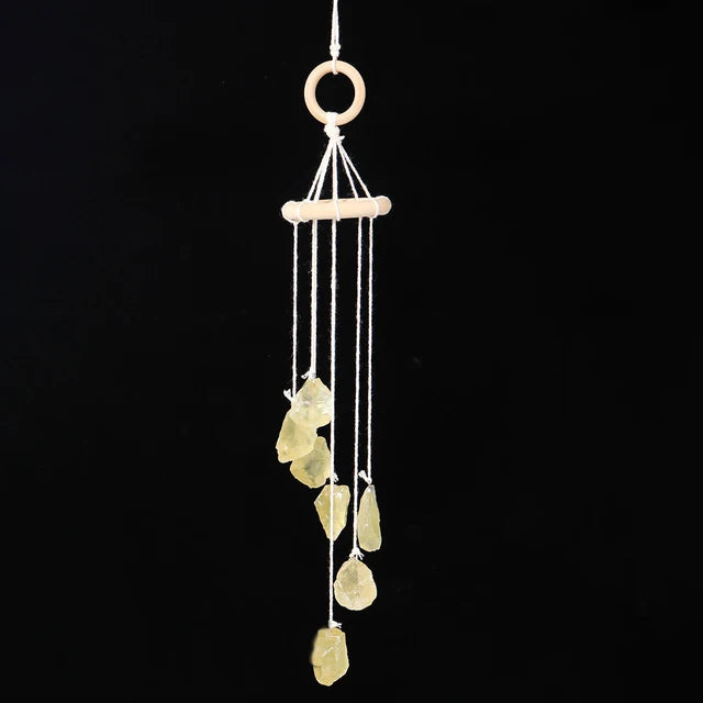 Naturstein-Windspiel "Boho Spirit" – Handgefertigter Chakra-Anhänger mit Rohsteinen für Fenster & Auto