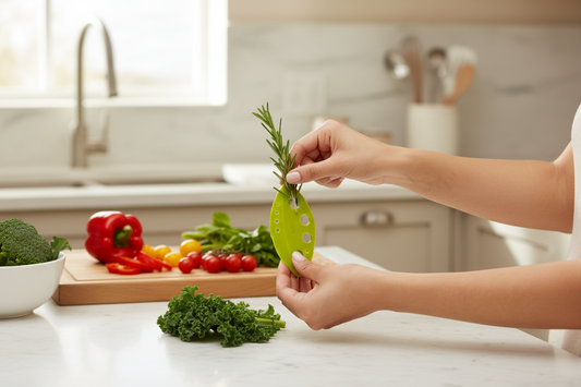 Green Spirit: Blattförmiger Kräuterentkerner für frische Kräuter & Kale-Chips