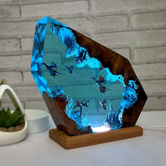 3D Drachen-Lampe aus Resin – Epische Feuer- & Eisdrachen Tischleuchte als Fantasy-Deko & Nachtlicht