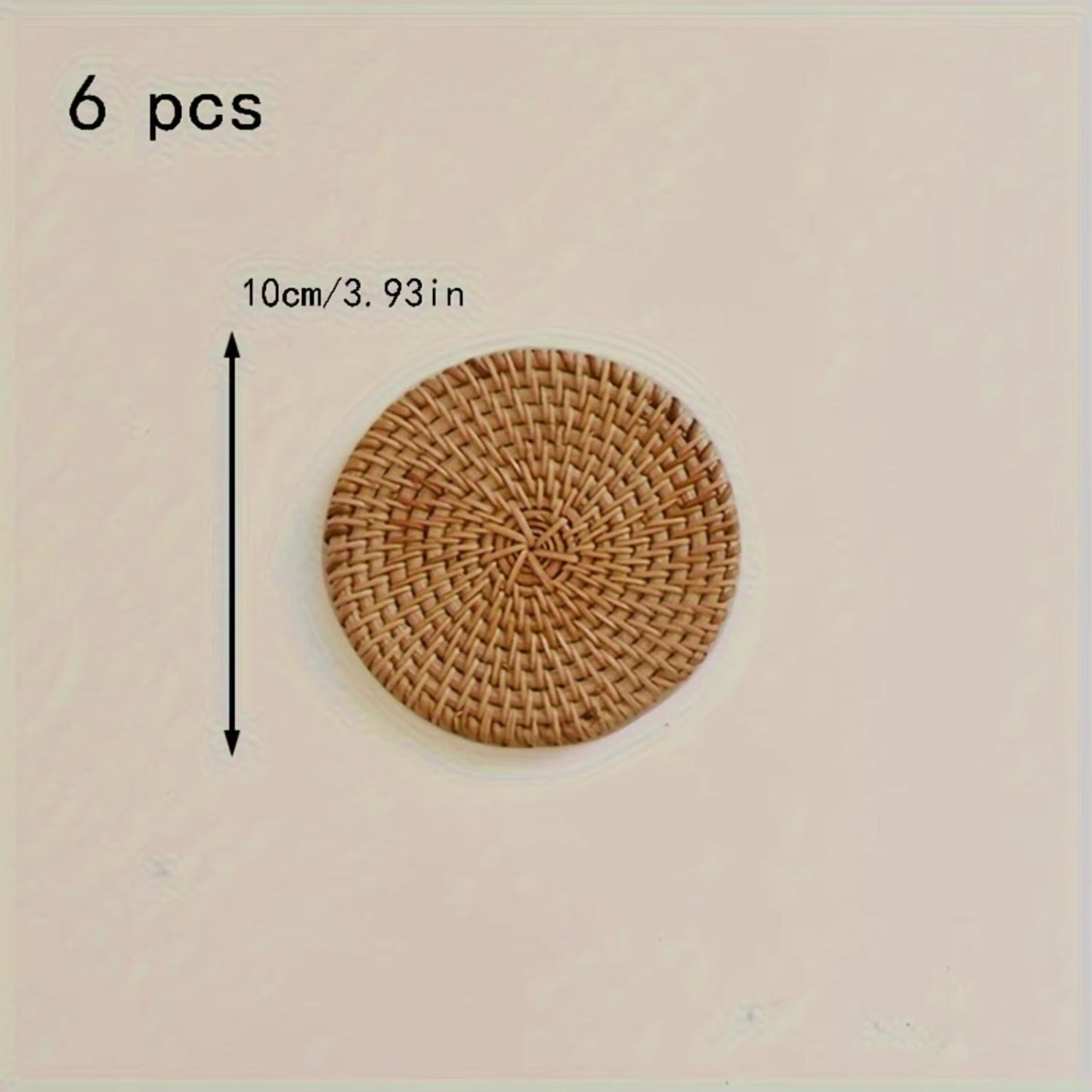 Set aus 6 natürlichen Rattan-Untersetzern mit Halter – Geflochtene Tassenmatten für Esstisch & Wohnzimmerdeko, umweltfreundliche Küchenaccessoires