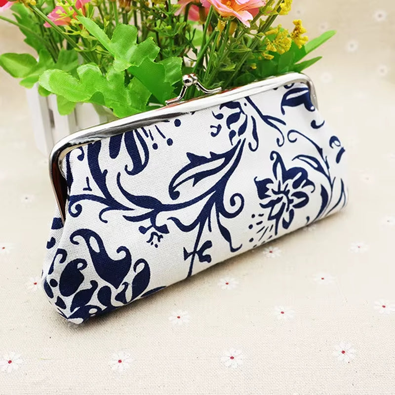 Long Coin Purse Wallet Women Vintage National Wallet Card Holders Hasp Printing Creative Clutch Bag Good Gift Women'S Purses