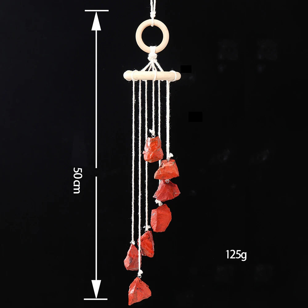Naturstein-Windspiel "Boho Spirit" – Handgefertigter Chakra-Anhänger mit Rohsteinen für Fenster & Auto