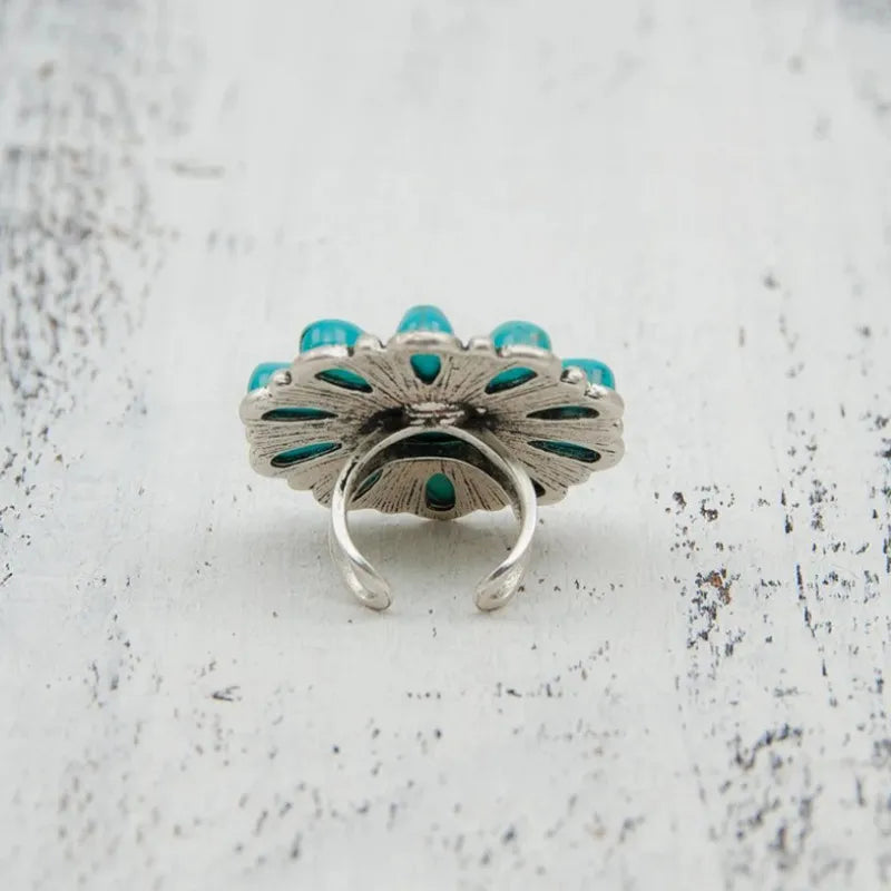 Boho Soul Statement-Ring – Türkis & Silber-Vibe