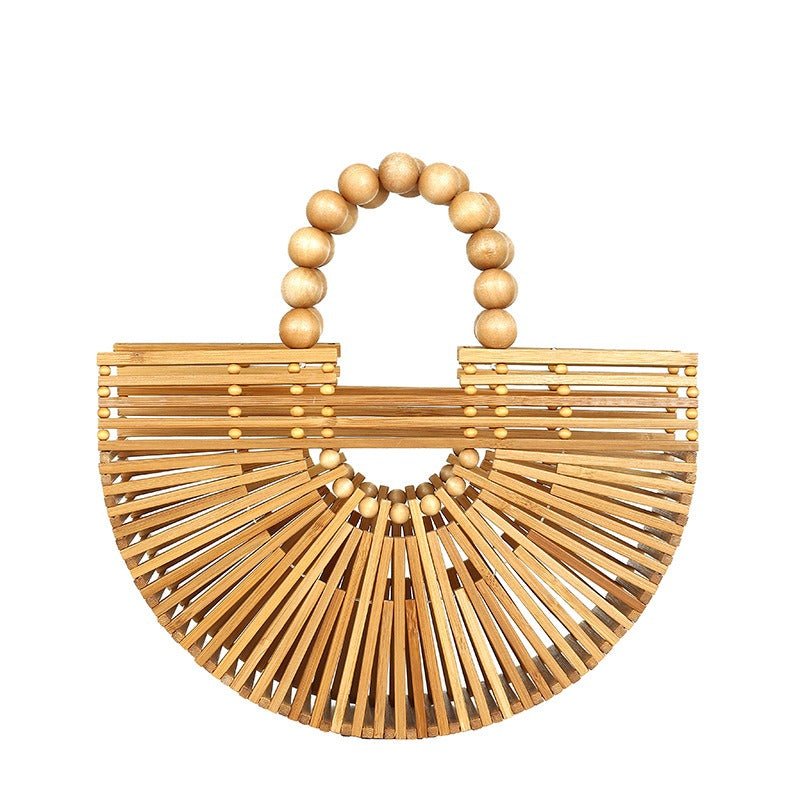 Sunkissed Circle – Handgewebte Stroh-Bag im Retro-Look