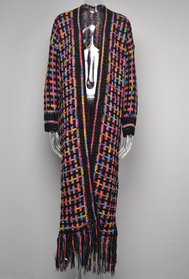 Mosaic Dreams – Boho-Strickcardigan mit Fransen